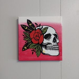 Skull and rose vinyl on canvas